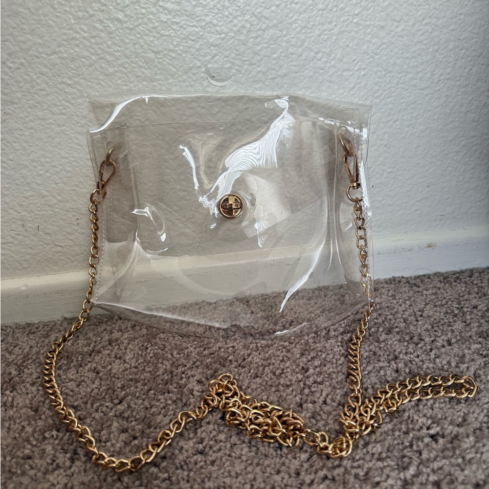 Mini Clear Crossbody Bag with Gold Chain